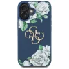 Guess Grained Roses Big 4G Logo funda para Apple iPhone 16 - azul