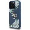 Guess Grained Roses Big 4G Logo funda para iPhone 16 Pro Max, azul