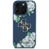 Guess Grained Roses Big 4G Logo funda para iPhone 16 Pro Max, azul