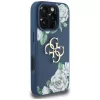Guess Grained Roses Big 4G Logo funda para iPhone 16 Pro Max, azul