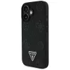 Guess Grained Hot Stamp Peony Triangle Logo funda MagSafe para iPhone 16 (negro)