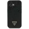 Guess Grained Hot Stamp Peony Triangle Logo funda MagSafe para iPhone 16 (negro)