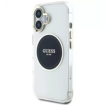 Guess IML Metal Colored Circle Classic Logo funda MagSafe para iPhone 16 (negro)