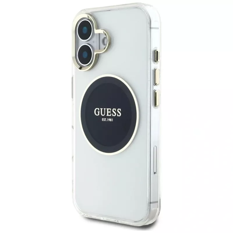 Guess IML Metal Colored Circle Classic Logo funda MagSafe para iPhone 16 (negro)