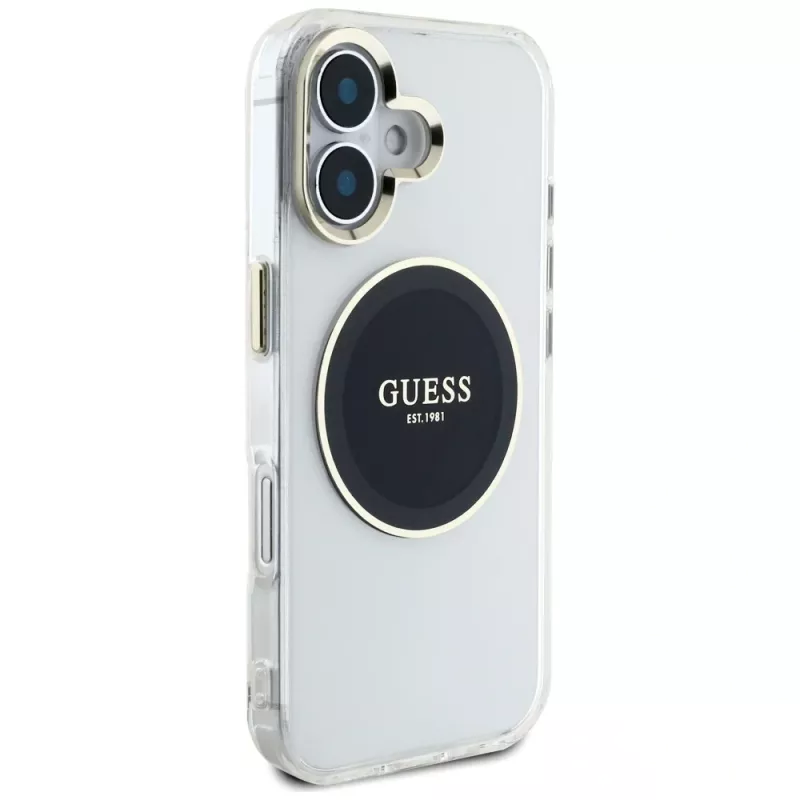 Guess IML Metal Colored Circle Classic Logo funda MagSafe para iPhone 16 (negro)