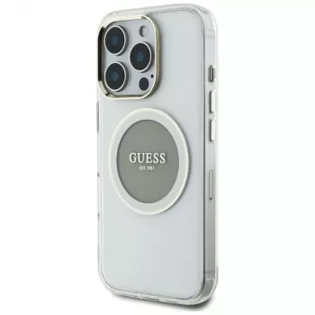 Guess IML Metal Colored Circle Classic Logo funda MagSafe para iPhone 16 Pro Max (gris)