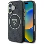 Guess IML Metal Glitter 4G Circle Triangle funda MagSafe para Apple iPhone 16 (negro)