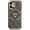 Guess IML Metal Glitter 4G Circle Triangle funda MagSafe para iPhone 16 (marrón)