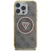 Guess IML Metal Glitter 4G Circle Triangle funda MagSafe para iPhone 16 Pro (marrón)