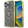 Guess IML Metal Glitter 4G Circle Triangle funda MagSafe para iPhone 16 Pro Max (marrón)