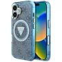 Guess IML Metal Glitter 4G Circle Triangle funda MagSafe para iPhone 16 (azul)