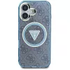 Guess IML Metal Glitter 4G Circle Triangle funda MagSafe para iPhone 16 (azul)