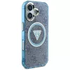 Guess IML Metal Glitter 4G Circle Triangle funda MagSafe para iPhone 16 (azul)