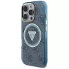 Guess IML Metal Glitter 4G Circle Triangle funda MagSafe para iPhone 16 Pro Max (azul)