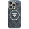 Guess IML Metal Glitter 4G Circle Triangle funda MagSafe para iPhone 16 Pro Max (azul)