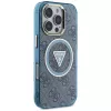 Guess IML Metal Glitter 4G Circle Triangle funda MagSafe para iPhone 16 Pro Max (azul)