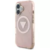 Guess IML Metal Glitter 4G Circle Triangle funda MagSafe para iPhone 16 (rosa)