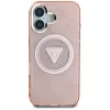 Guess IML Metal Glitter 4G Circle Triangle funda MagSafe para iPhone 16 (rosa)