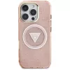 Guess IML Metal Glitter 4G Circle Triangle funda MagSafe para Apple iPhone 16 Pro Max (rosa)