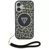 Guess HC IML Leopard Triangle funda para iPhone 16 con cordón, marrón, MagSafe