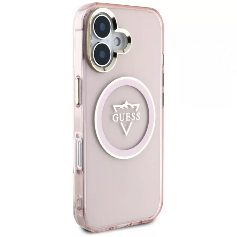 Guess IML Metal Mountain Logo funda MagSafe para Apple iPhone 16 (rosa)