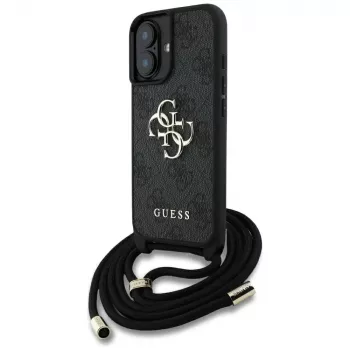 Guess 4G Big Logo funda crossbody con cordón para iPhone 16, negro