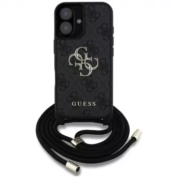 Guess 4G Big Logo funda crossbody con cordón para iPhone 16, negro