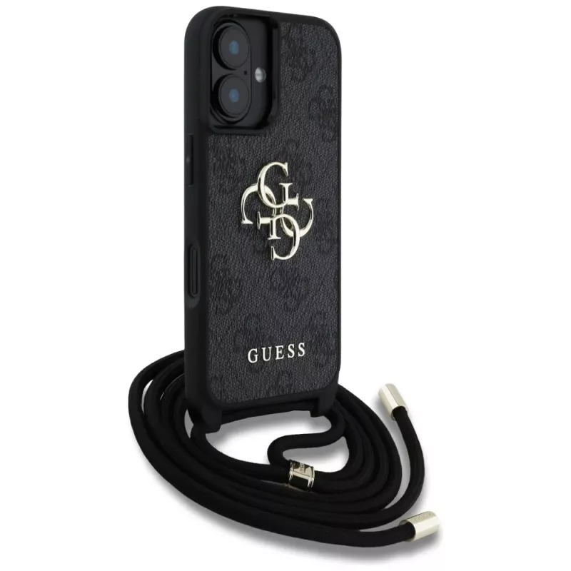 Guess 4G Big Logo funda crossbody con cordón para iPhone 16, negro