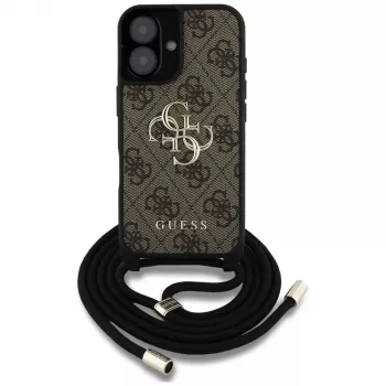 Guess 4G Big Logo funda crossbody con cordón para iPhone 16 marrón