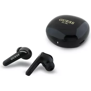 Guess Flat Classic Logo Electroplated auriculares TWS con estuche de carga (negro)