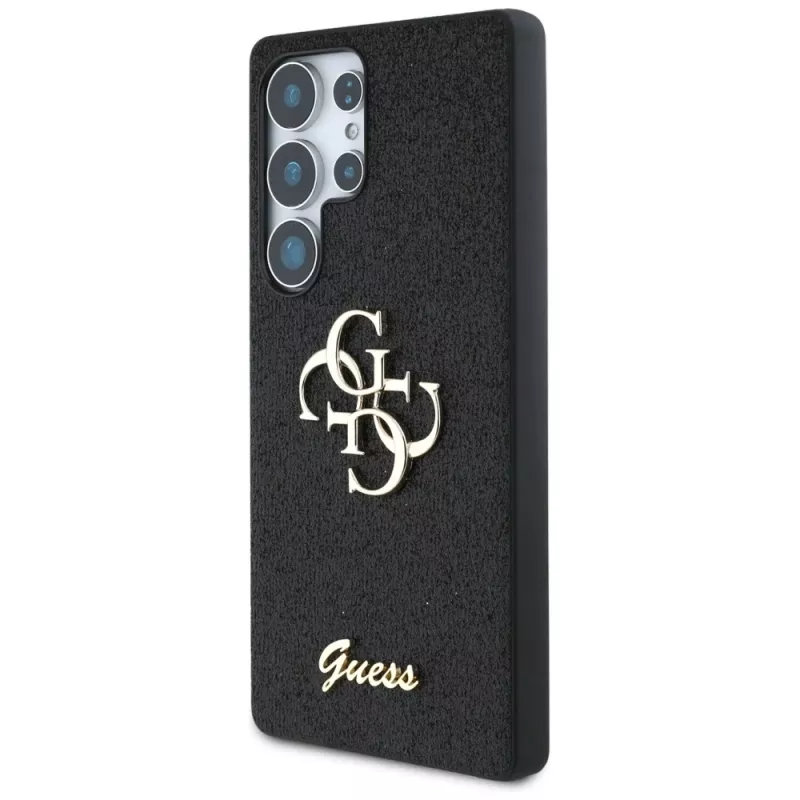 Guess Fixed Glitter Big 4G Metal Logo Funda para Samsung Galaxy S25 Ultra (Negro)