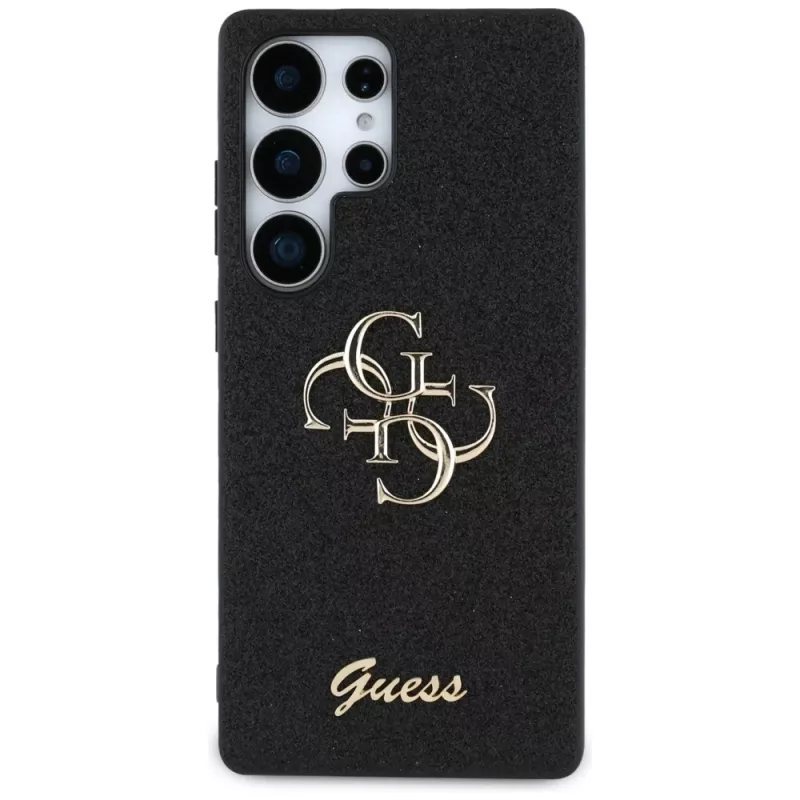 Guess Fixed Glitter Big 4G Metal Logo Funda para Samsung Galaxy S25 Ultra (Negro)