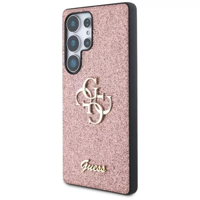 Guess Fixed Glitter Big 4G Metal Logo Funda para Samsung Galaxy S25 Ultra (Rosa)
