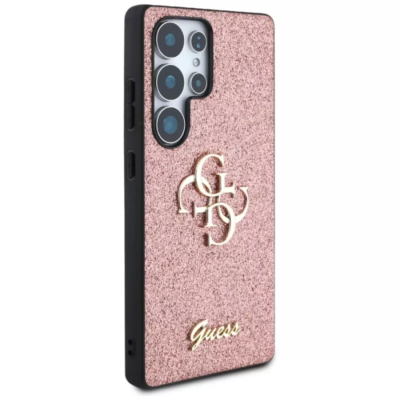 Guess Fixed Glitter Big 4G Metal Logo Funda para Samsung Galaxy S25 Ultra (Rosa)