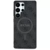 Guess Leather 4G Colored Ring Classic Logo Funda trasera MagSafe para Samsung Galaxy S25 Ultra, Negro