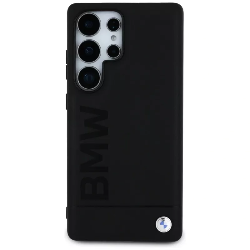 BMW Leather Big Wordmark Funda para Samsung Galaxy S25 Ultra Negro