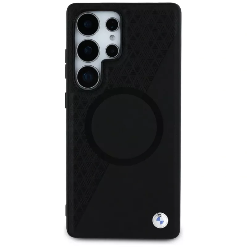 BMW Funda MagSafe de piel semitexturizada para Samsung Galaxy S25 Ultra Negro