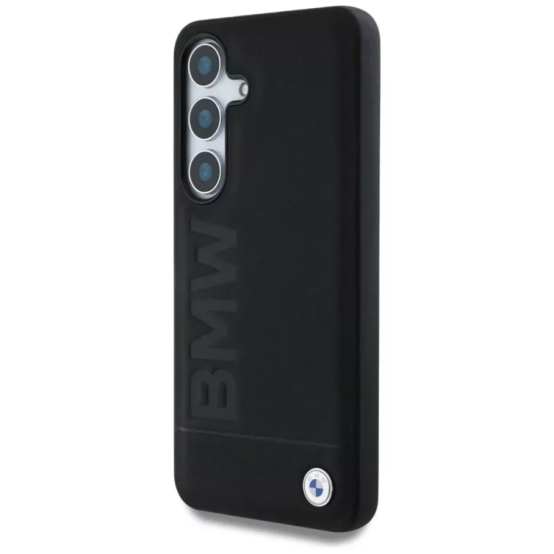 BMW Funda de piel Big Wordmark para Samsung Galaxy S25 Negro