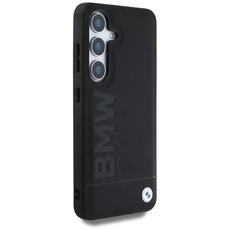 BMW Funda de piel Big Wordmark para Samsung Galaxy S25 Negro
