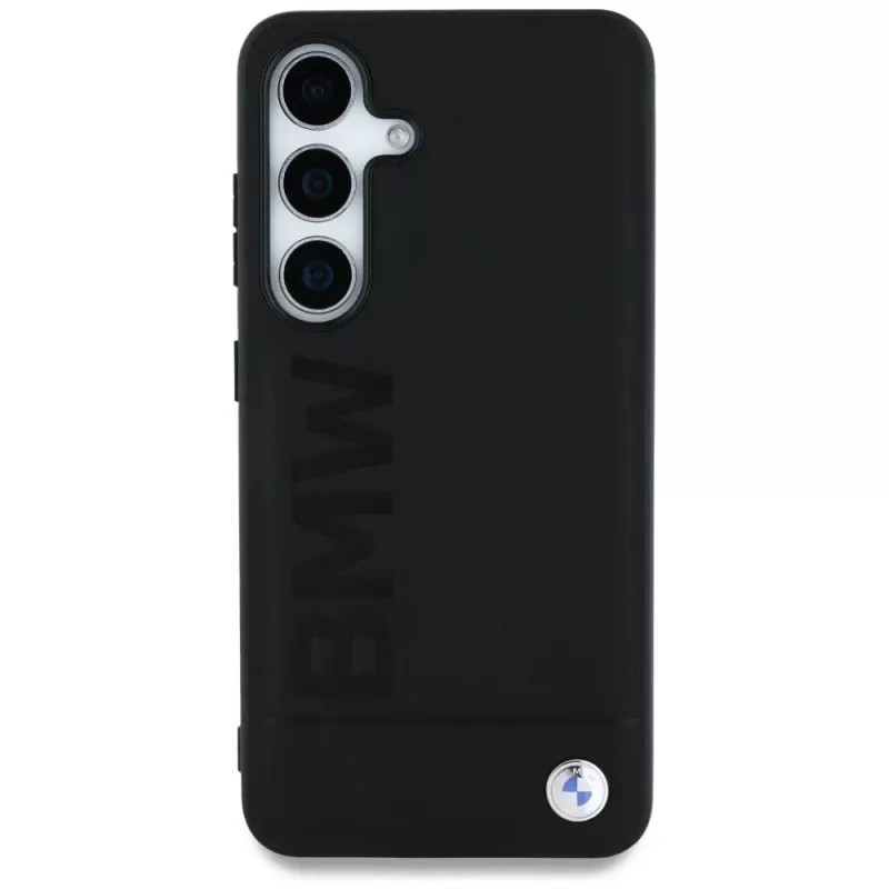 BMW Funda de piel Big Wordmark para Samsung Galaxy S25+ Negro