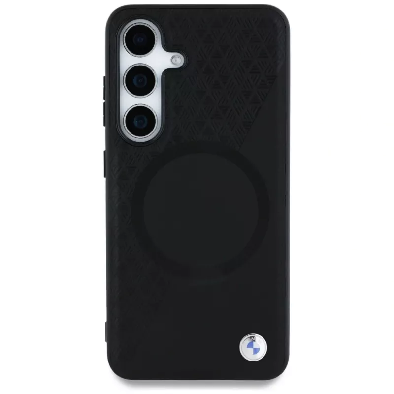 BMW Funda MagSafe de piel semitexturizada para Samsung Galaxy S25 Negro
