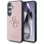 Guess Grained Big 4G Logo Small Classic Logo Funda trasera para Samsung Galaxy S25 Plus, Rosa