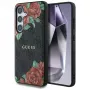 Guess Leather 4G Flowers Print Metal Classic Logo Funda MagSafe para Samsung Galaxy S25, Negro