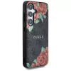 Guess Leather 4G Flowers Print Metal Classic Logo Funda MagSafe para Samsung Galaxy S25, Negro