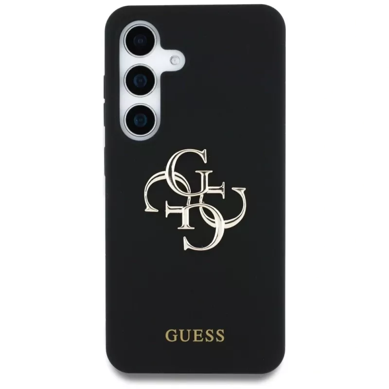 Guess Silicone Big 4G Logo Bottom Script Funda para Samsung Galaxy S25, Negro