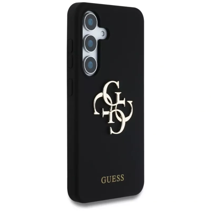 Guess Silicone Big 4G Logo Bottom Script Funda para Samsung Galaxy S25, Negro