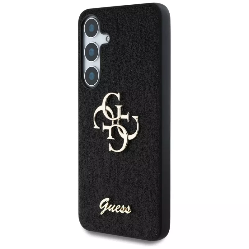 Guess Fixed Glitter Big 4G Metal Logo Funda para Samsung Galaxy S25 (Negro)