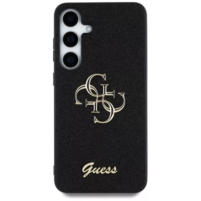 Guess Fixed Glitter Big 4G Metal Logo Funda para Samsung Galaxy S25 (Negro)