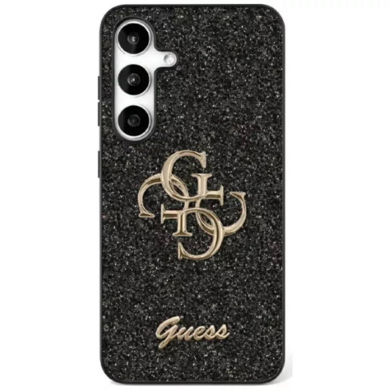 Guess Fixed Glitter Big 4G Metal Logo Funda para Samsung Galaxy S25+ (Negro)