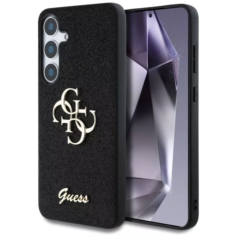 Guess Fixed Glitter Big 4G Metal Logo Funda para Samsung Galaxy S25+ (Negro)